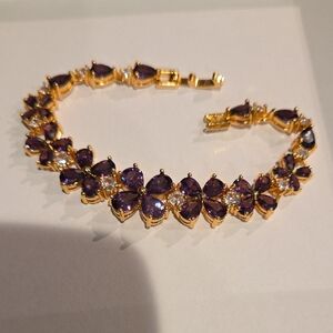 Elegant Gold and Purple Floral Bracelet